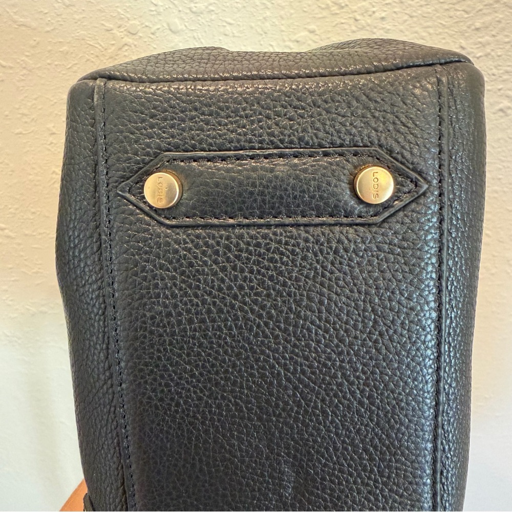 Lodis Black Leather Satchel with Gold Hardware Detail - Picture 9 of 16